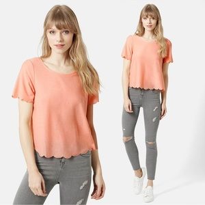 Peach Topshop scallop tee